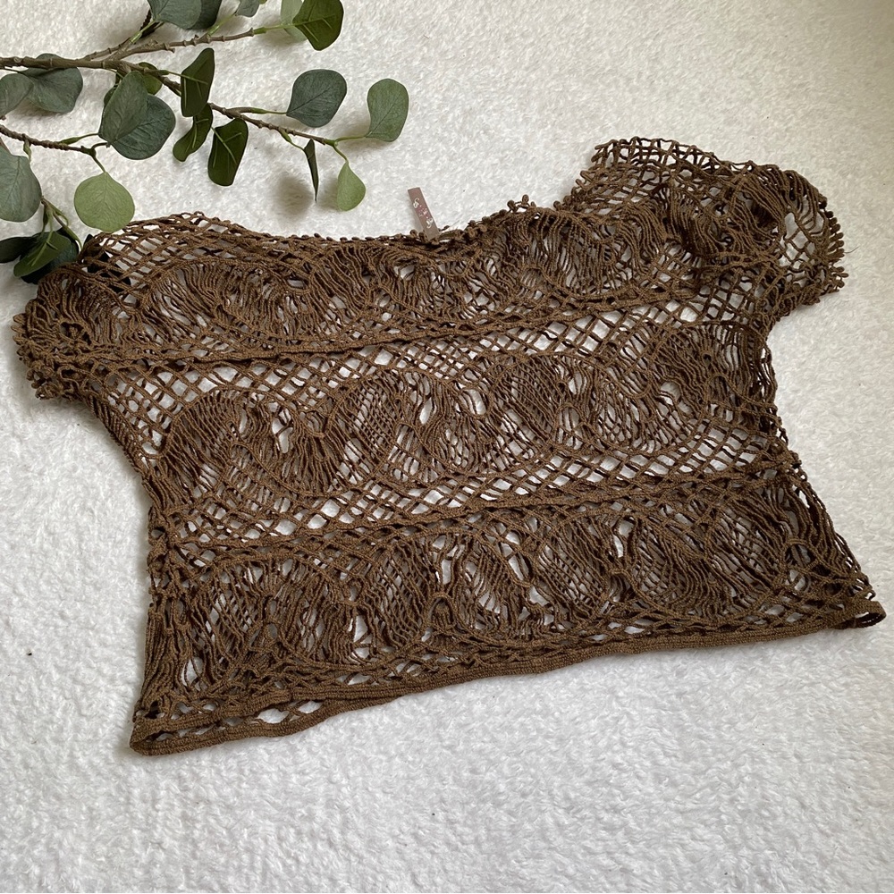 Brown Crochet Swim Coverup small/medium